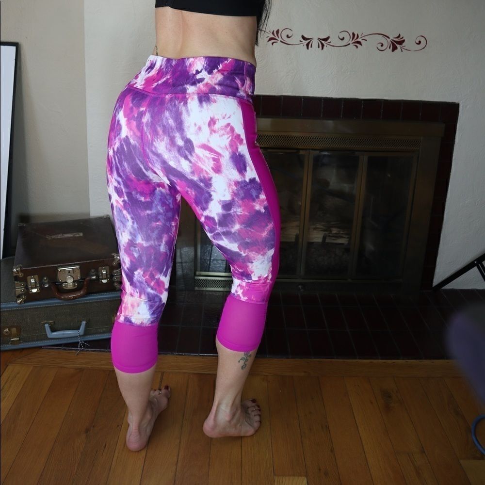 Xersion bright pink fun mesh calf capris fitness - Picture 3 of 6